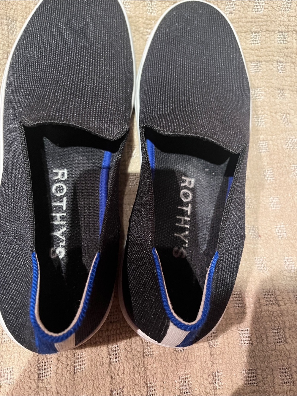 Rothy's Black Knit Slip-On with Blue Accents - Picture 3 of 7